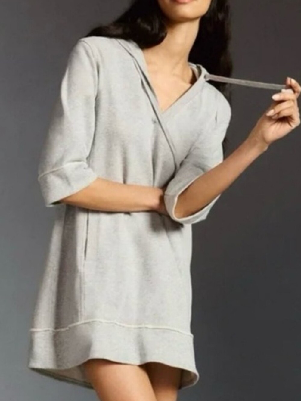 Anthropologie Daily Practice Gray Hooded Sweatshirt Dress